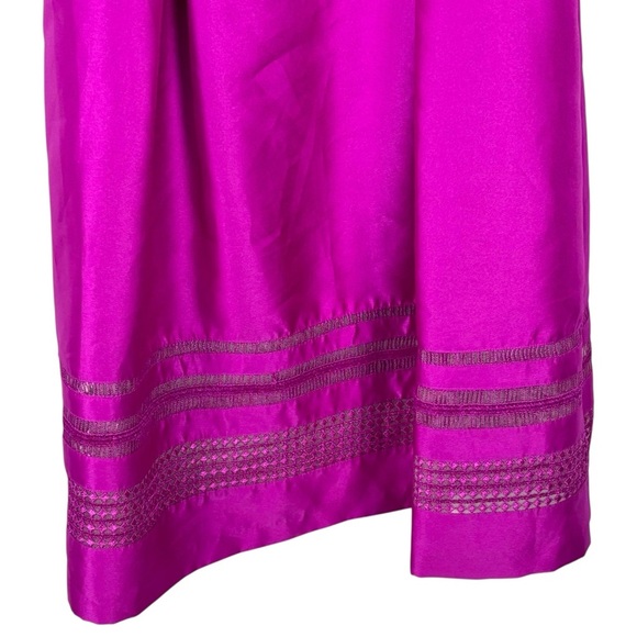 ADRIANNA PAPELL PINK LATTICE LACE TRIM A LINE SLEEVELESS MIDI COCKTAIL DRESS - Picture 6 of 15